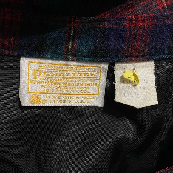 Vintage Pendleton Blue Green Plaid Wool A Line Midi Skirt - Picture 4 of 4